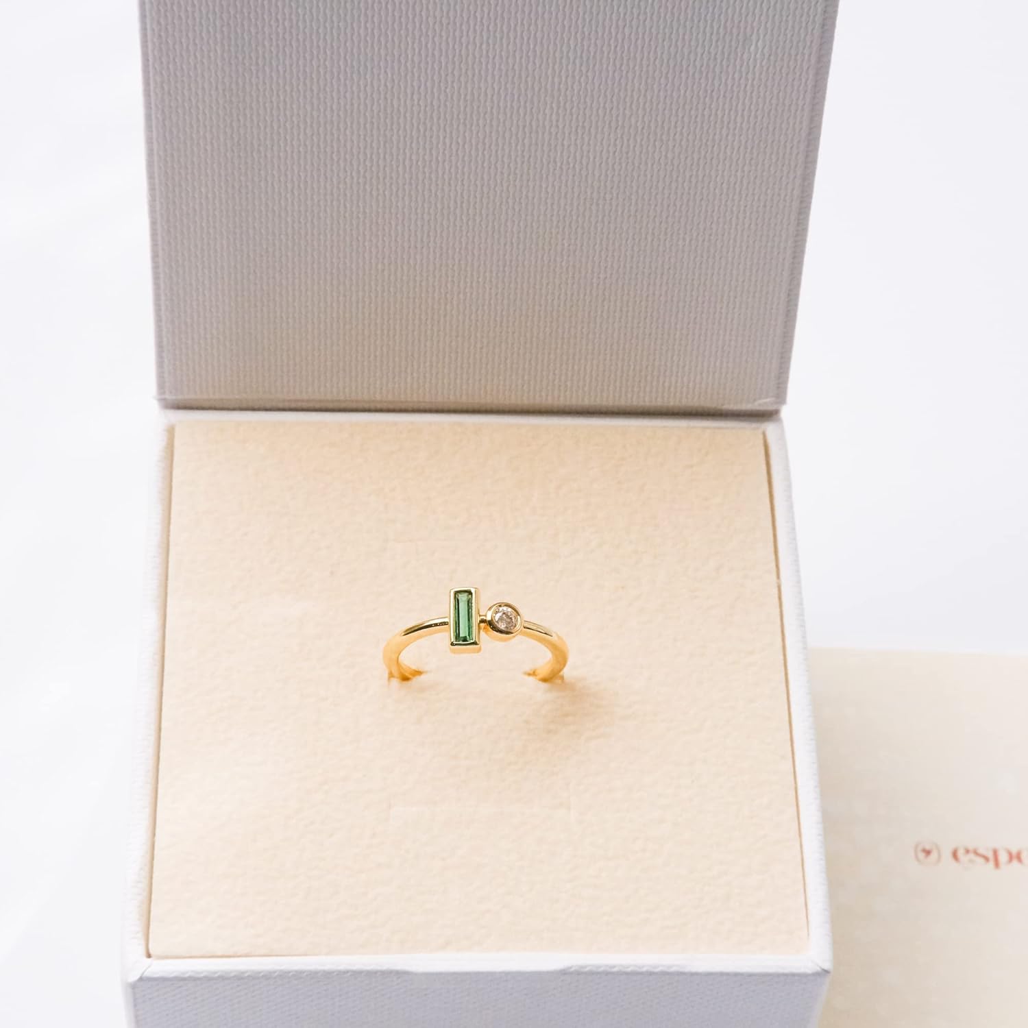 Gold Baguette Ring | Stacking Thin CZ Promise Ring | Sterling Silver Zirconia Engagement Gift Ring - Image 6