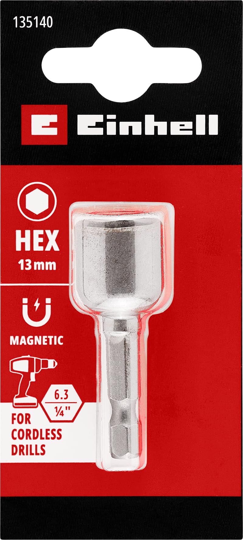 Orijinal Einhell Manyetik Lokma Ucu, 13 mm (Krom Vanadyum Çelik, 48 mm, E 6.3/1⁄4”, Vidalama ve Montaj İşleri İçin) - 49135140