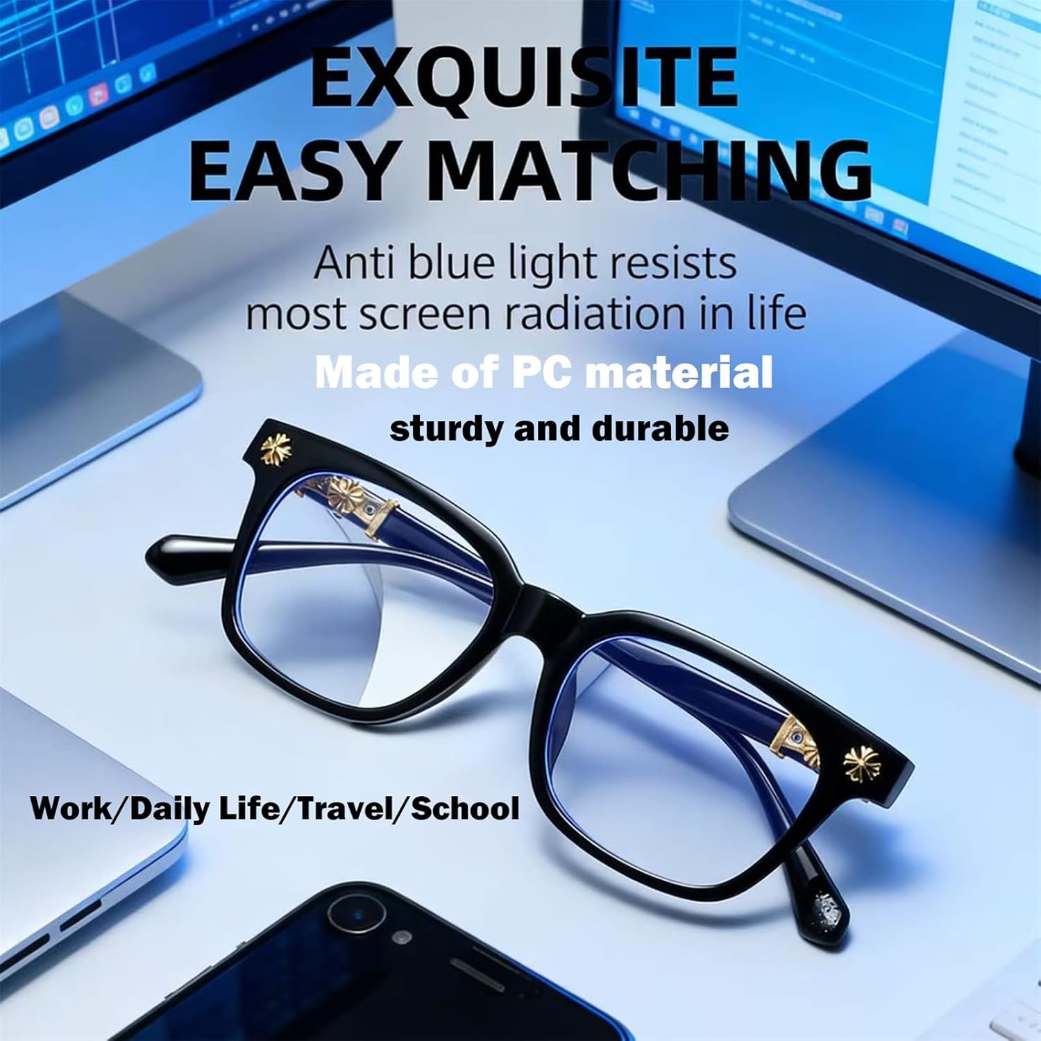 Retro Square Frame Blue Light Blocking Glasses for Men Women Clear Lens Fashion Glasses Non Prescription Eyeglasses