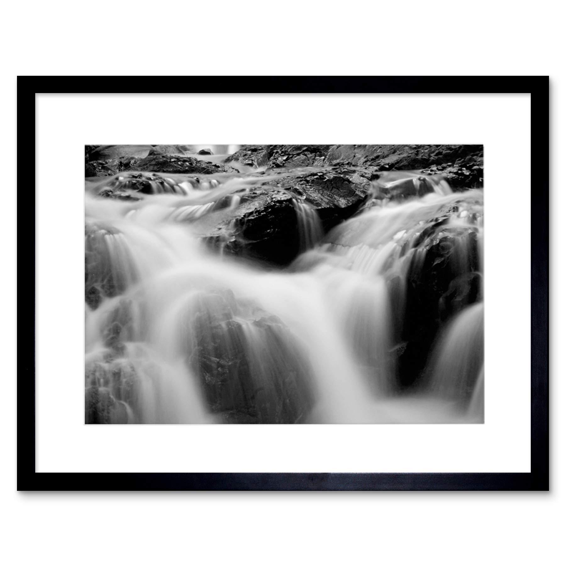 Wee Blue Coo Waterfall Nature B&W Water Cascade New Framed Wall Art Print