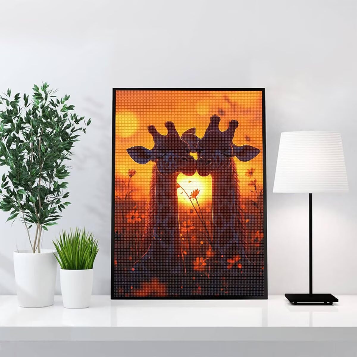 Diamond Painting Kit Completo, Diamond Painting Giraffa, 5D Quadrato Pittura Diamante Kit Manualidades Adultos DIY Diamantini Crystal Art Disegni Punto Croce Artigianale, 80x100cm Tramonto j0-720