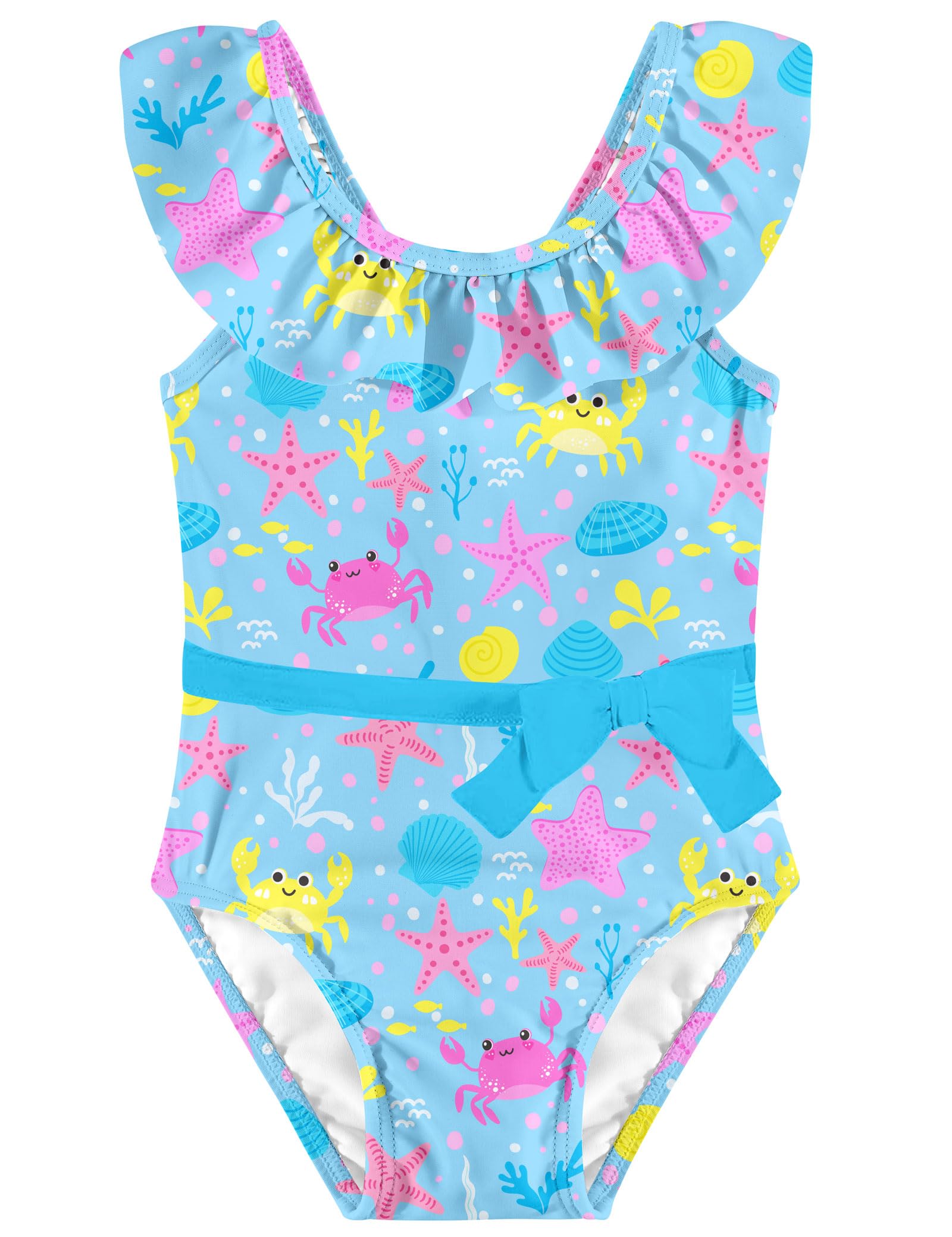 Girls One Piece Swimsuits Toddler Cute Ruffle Bathing Suits Quick Dry Beach Swimwear Size 2-7 Years