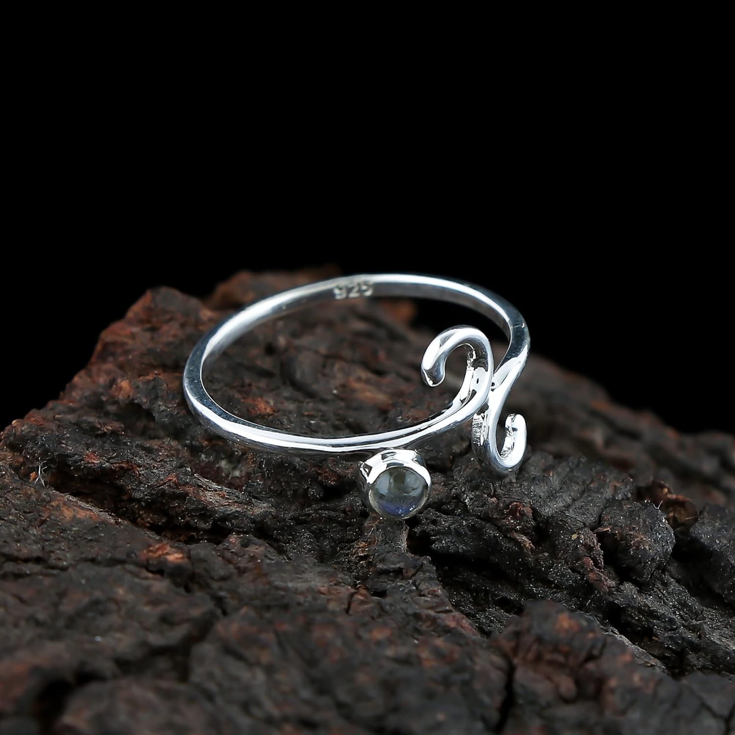 925 Sterling Silver Boho Ring, Natural Gemstones Stones, Solitaire Handmade Hypoallergenic Jewellery for Women, Birthday Healing Crystals Statement Rings, Christmas Gift - Image 4