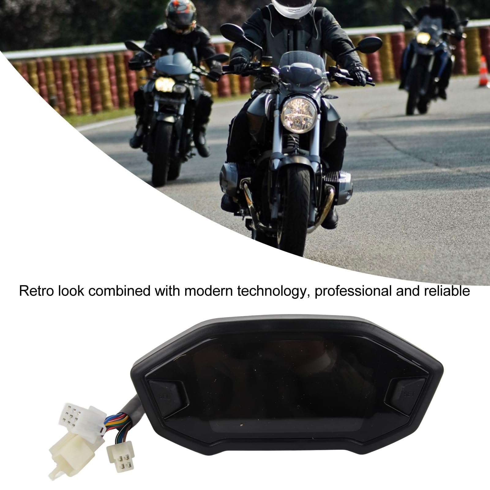 Tyenaza Quadro Strumenti Moto, Display Digitale LCD Contachilometri Contachilometri Multifunzionale Contagiri per Moto