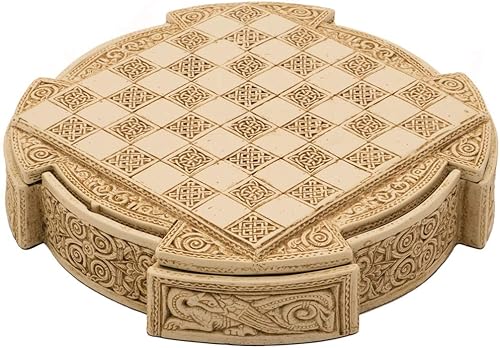 Miniatura 2 de Isle of Lewis - Juego de ajedrez celta compacto de 9 pulgadas, color crema