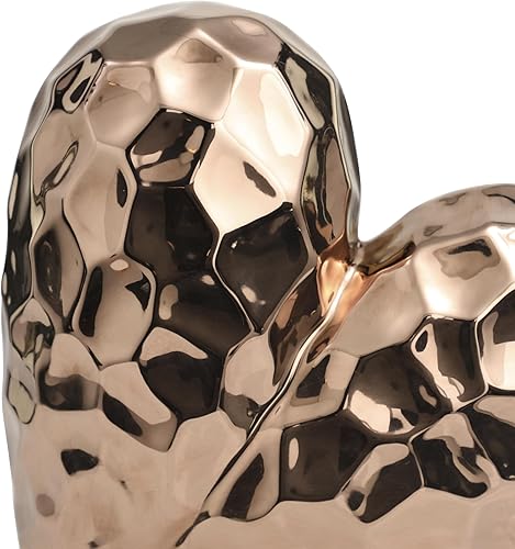 Miniatura 8 de Deco 79 Escultura inspirada en origami en ángulo dimensional de corazón de cerámica con exterior facetado, 8 x 4 x 8 pulgadas, oro rosa