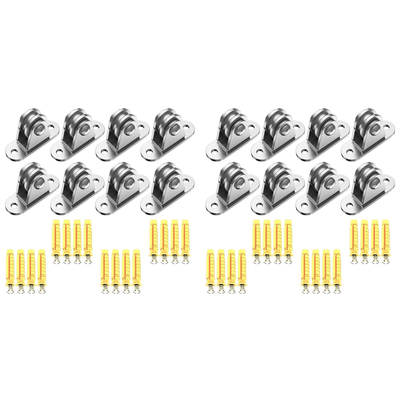 Bloc de Poulie en Acier, Petite Poulie Silencieuse de Bloc de Poulie, Kits de Manutention et de Bricolage Mobiles, 16 PièCes