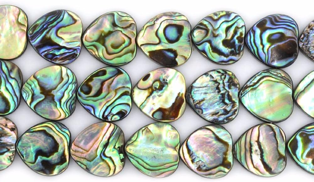 Natural 16mm Abalone Shell Flat Heart Beads Strand 16 Inch Jewelry Making Beads