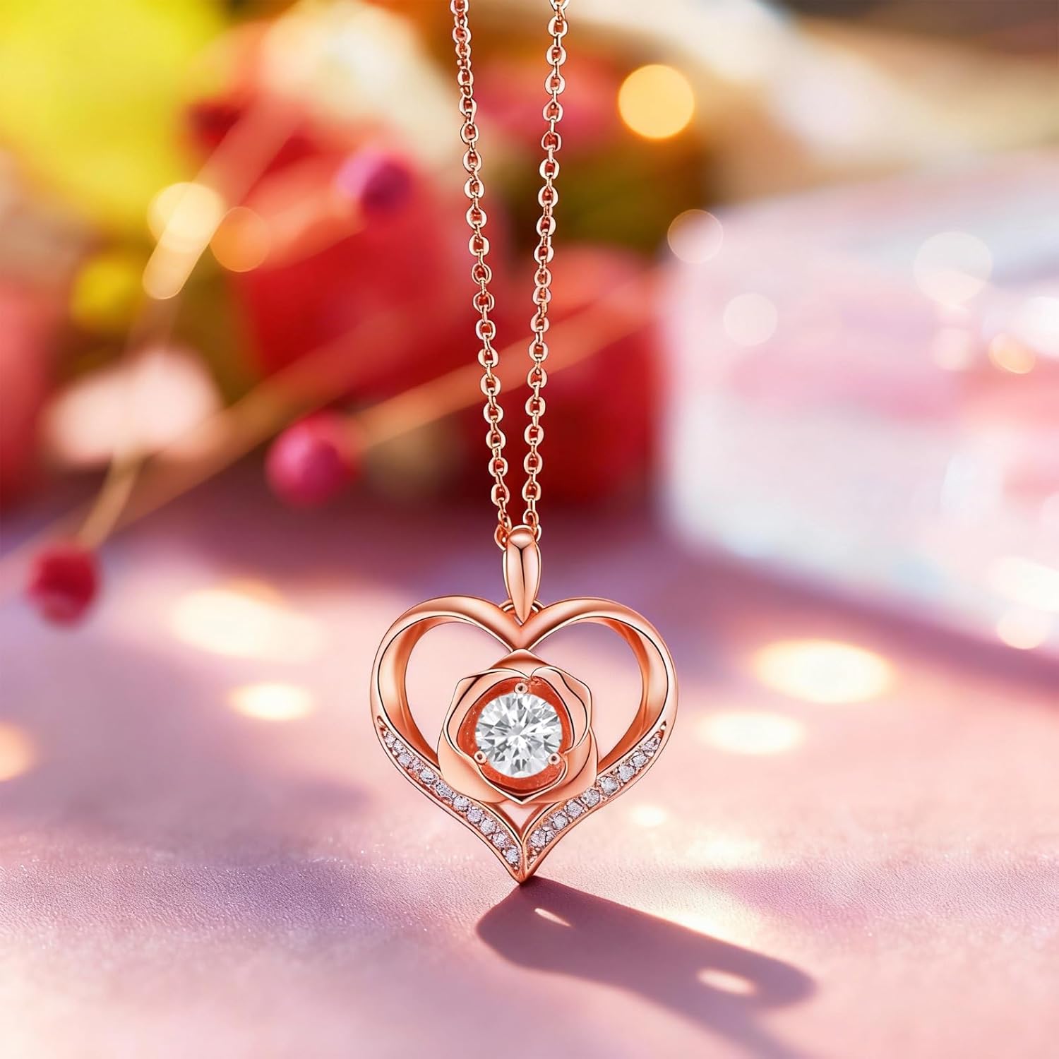 Mother of the Bride Gifts-925 Sterling Silver Rose Heart Necklace Mother of Bride Jewelry for Mother of the Bride Wedding Gift with Message Card and Box - Image 6