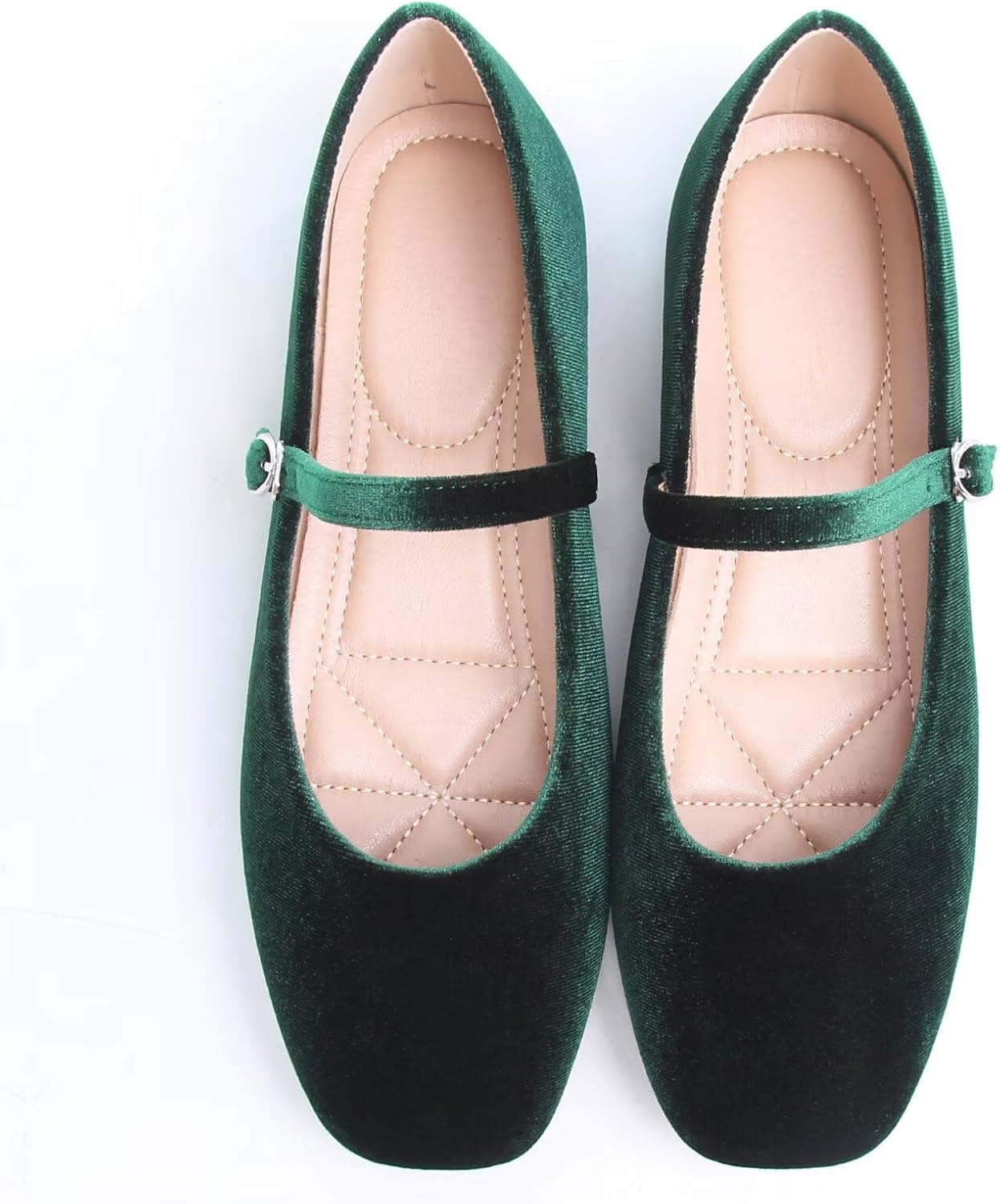 Stunner Mary Jane Square Toe Black Ballet Flats for Women Comfortable Ankle Strap Casual Slip On Flats