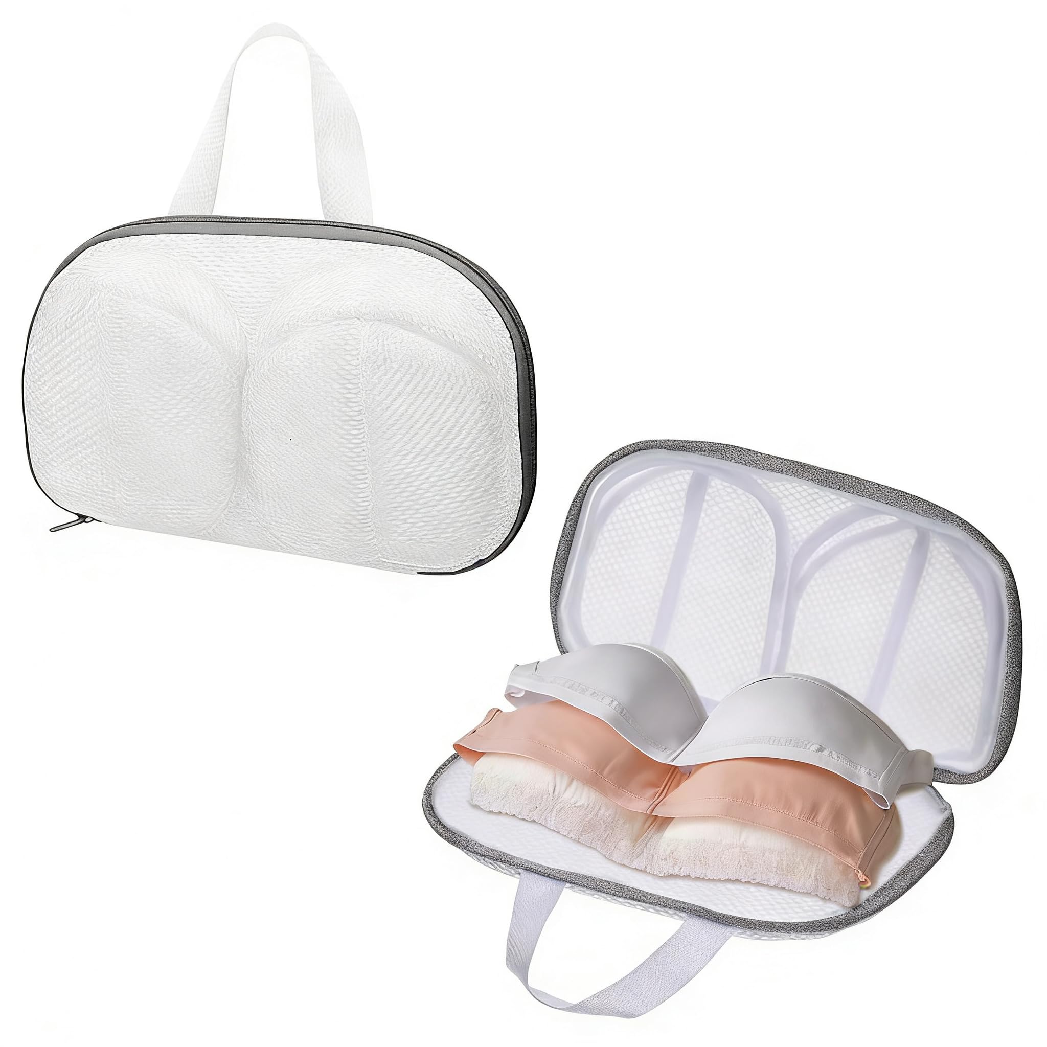 Bra Washing Bags for Laundry Grey 2 Pcs Mesh Bra Laundry Bags for Washing Machine Washer Protector with Zipper for Delicates Underwear Lingerie Brassiere