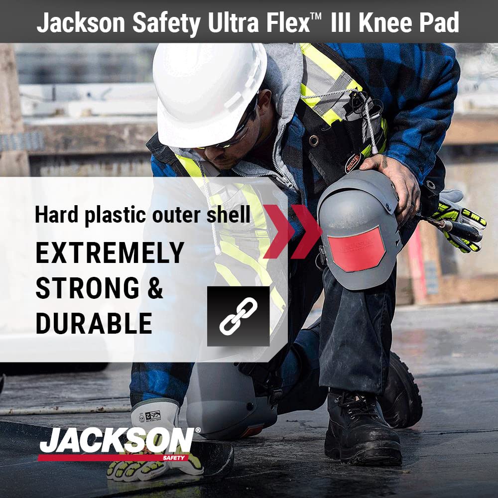 JACKSON Safety 95110 Ultra-Flex wysokiej jakości ochronne trwałe antypoślizgowe ochraniacze na kolana do pracy, ogrodnictwa, podłóg lub DIY, szary