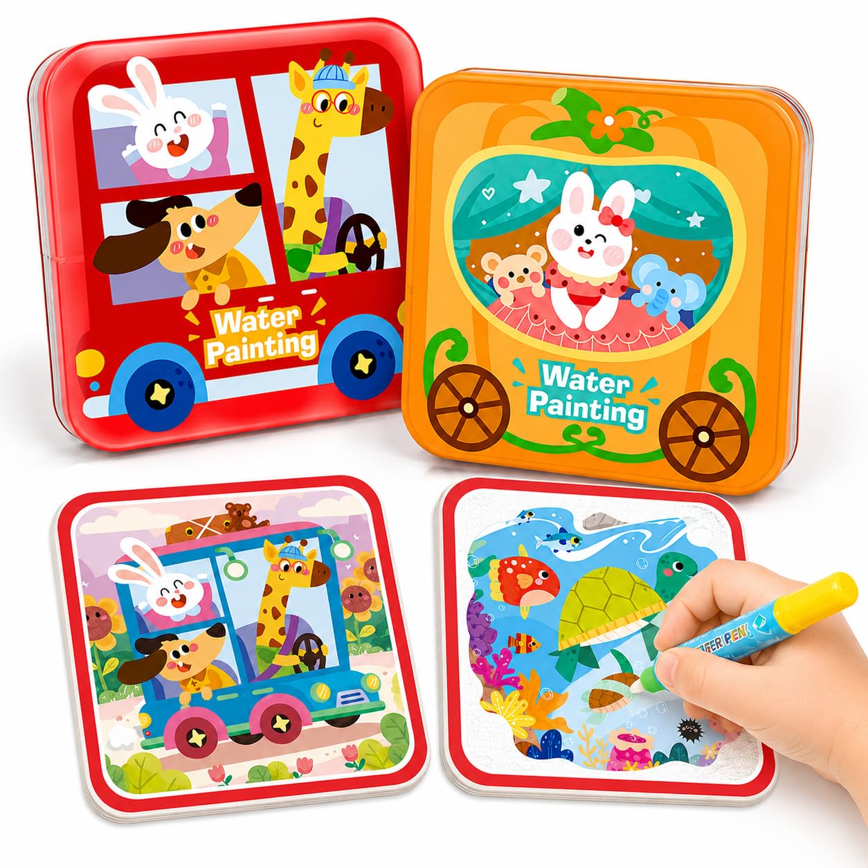 Tangdudu Set 2 Libri Magici Riutilizzabili per Colorare Bambini 1 Anno+