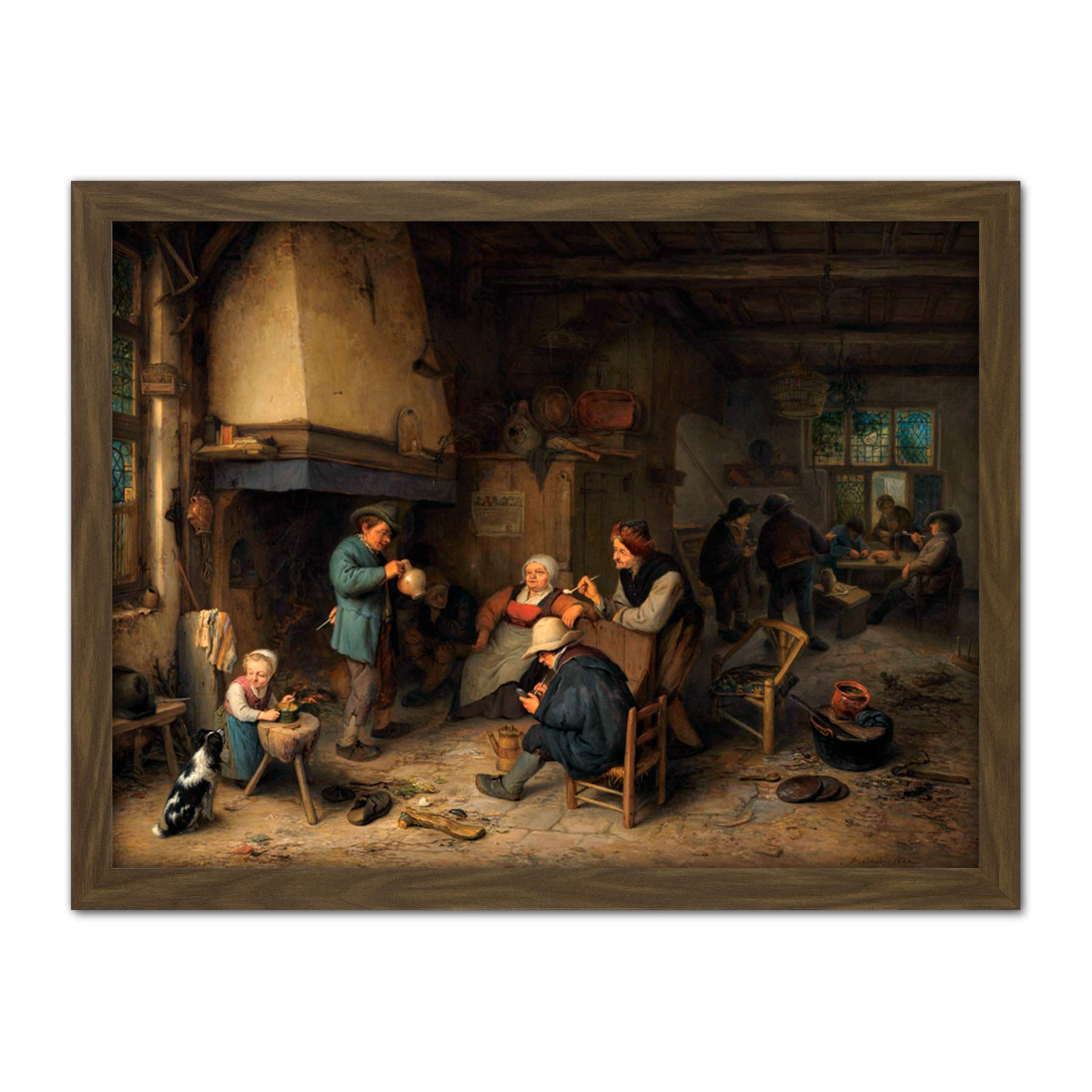Artery8 Adriaen Van Ostade Peasants Interior Painting Artwork Framed Wall Art Print 18X24 Inch
