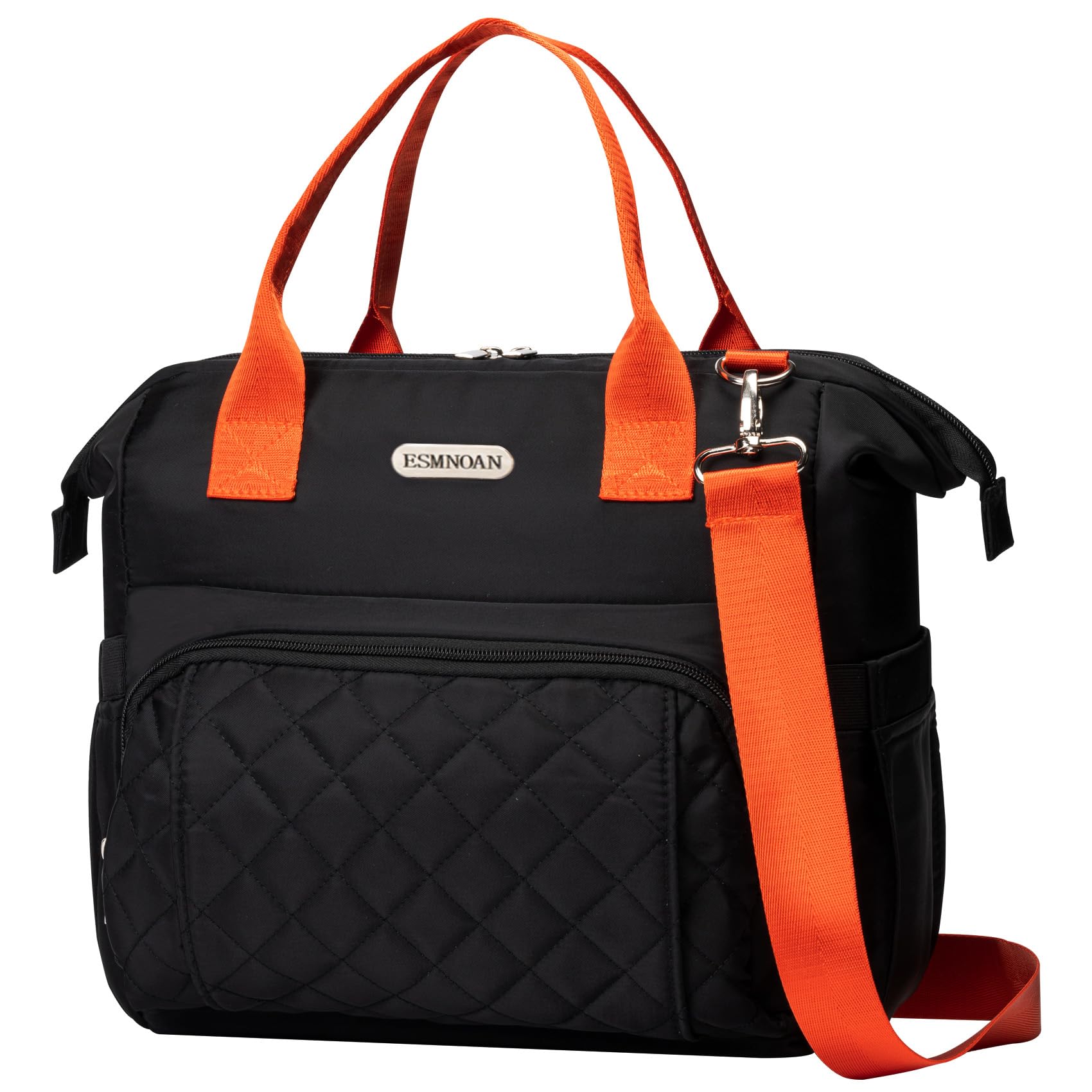 ESMNOAN Lunch Bag Women,16L Insulated Lunch Box Cooler Bag,Leak Proof Lunchbox with Bottle Holder&Adjustable Shoulder Strap for Work,Picnic,Beach,Black