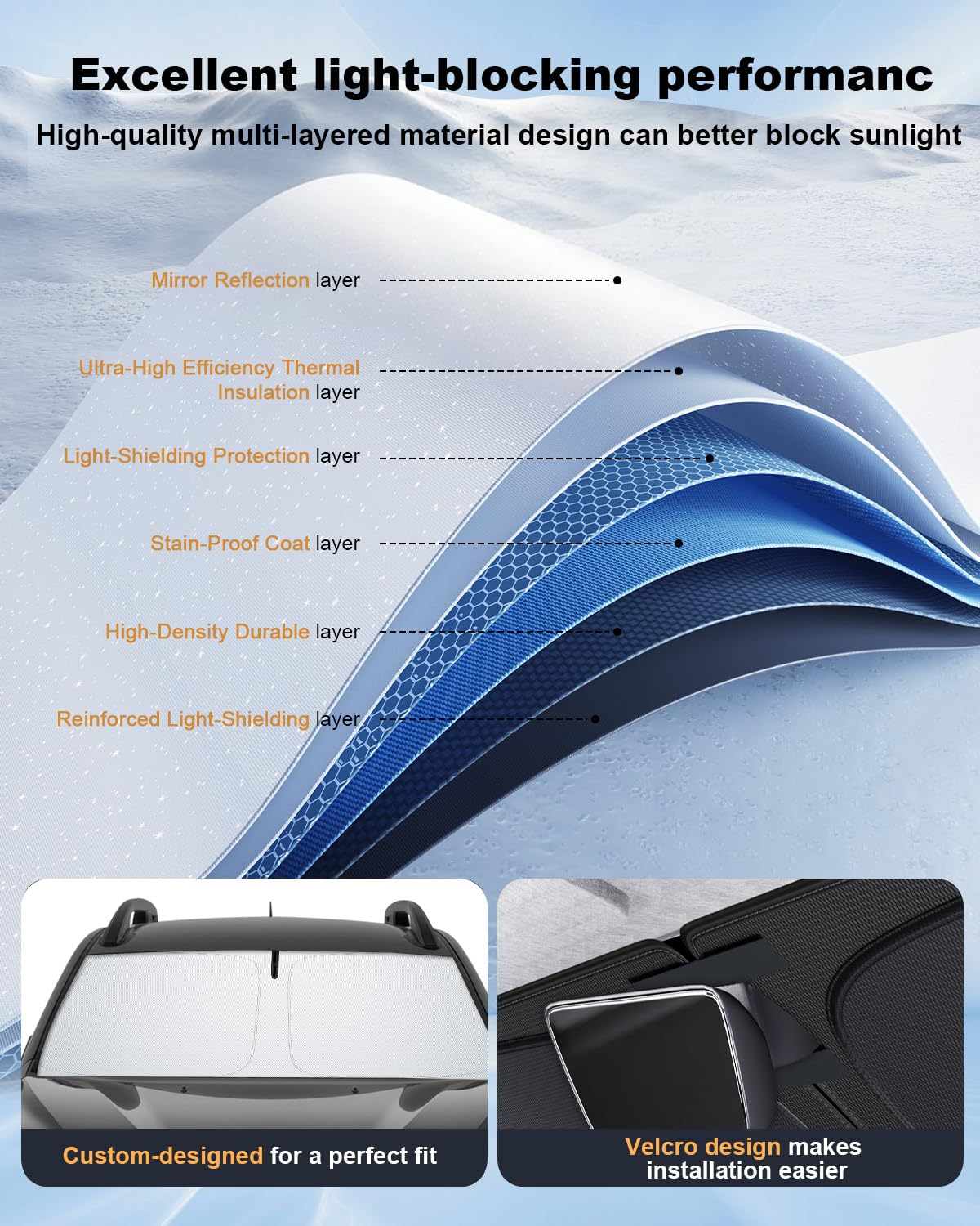 ECOZEN Parasol Coche Delantero Plegable VW Tiguan 3 2024-2026 con Bolsa de Almacenaje, Protección UV y Solar, Tejido Engrosado, Parasol para Parabrisas Delantero de Coche VW Tiguan mk3 Accesorios