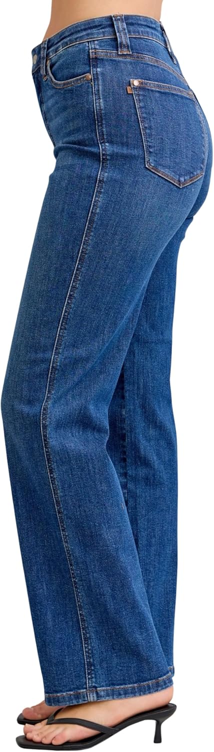 Judy Blue High Waist Dark Wash Straight Jeans with Tummy Control – Inseam 32" - Image 7