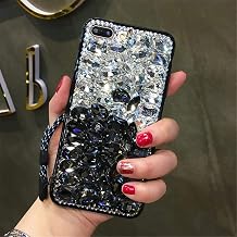 Case for BlackBerry KEY2,Luxury 3D Handmade Sparkle Stunning Stones Crystal Rhinestone Bling Full Diamond Gemstone Glitter Case for BlackBerry Key2/BlackBerry KEYtwoB White/Black