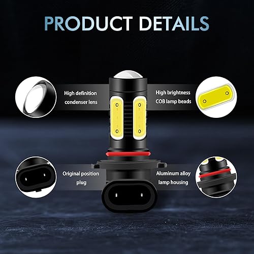 Miniatura 3 de QODOLSI 2 bombillas LED 9005 para automóvil, cuentas COB de alto brillo, 6000 K, reemplazo impermeable, Plug and Play, disipación de calor eficaz,