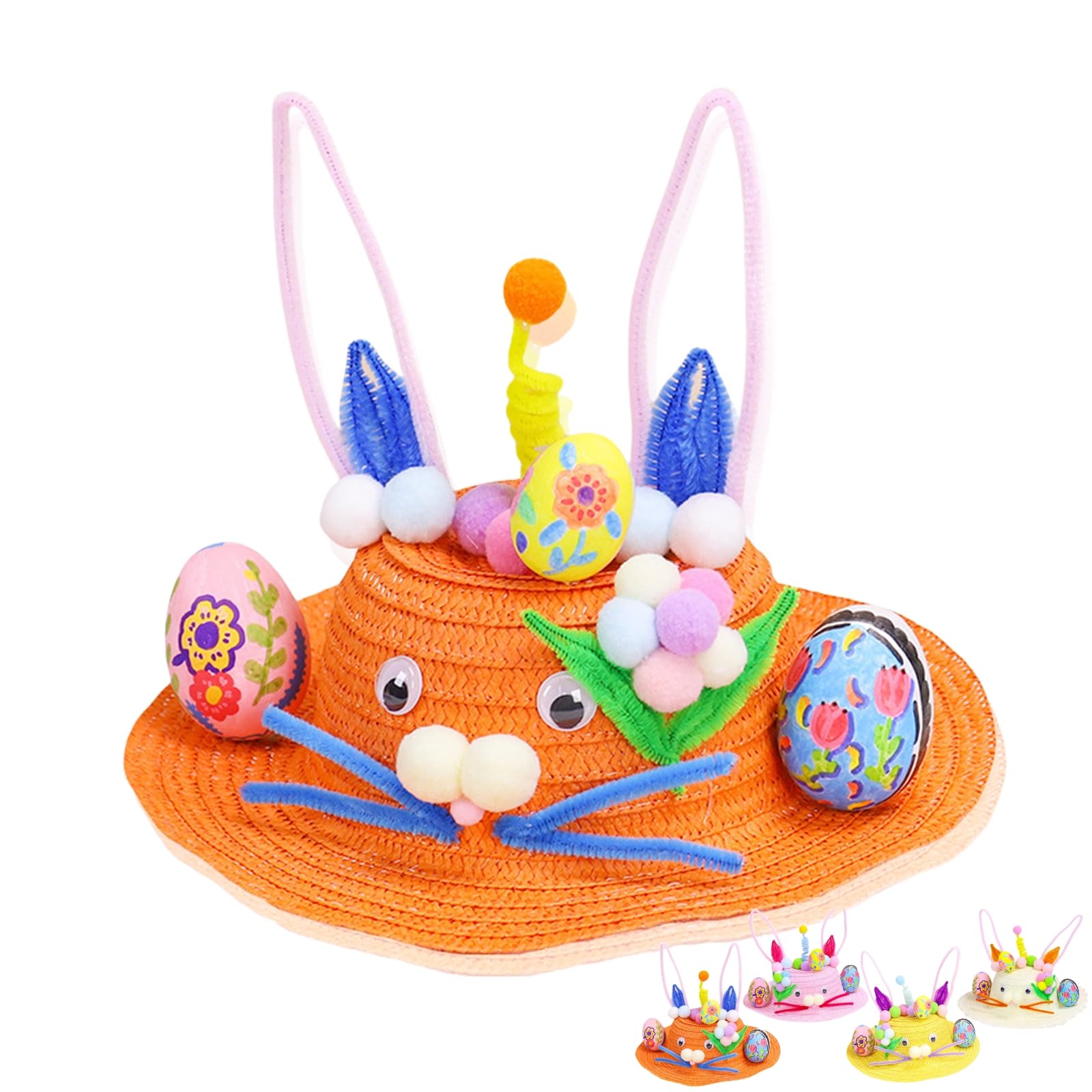 Easter Hat Making Kit Creative Bonnet Hat for Kids,Handmade Funny Easter Hat for Easter Children's Craft,Easter Bonnet Kit Make Your Own Bonnet Hat,Chicks Eggs Decorations Kit for Easter Party Favors