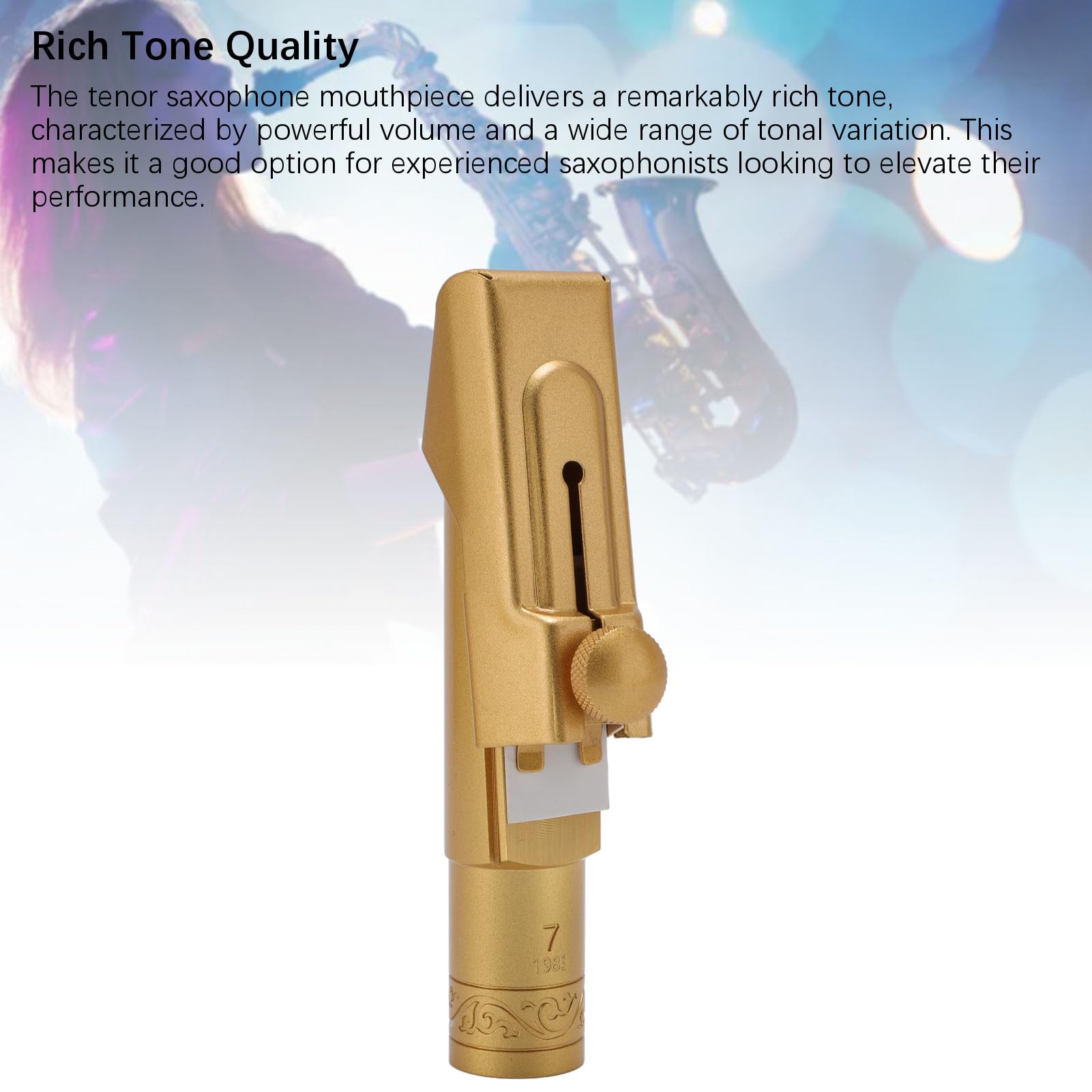 Tono Rico BB Tenor Saxofón Boquilla de Boquilla de Latón Brillante Reemplazo de la Tapa de Latón para la Práctica
