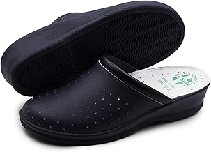 Poligono Anatomical Sanitary Slippers, Men and Women, Comfortable Orthopaedic Slippers with Genuine Perforated Leather Upper, Made in Italy