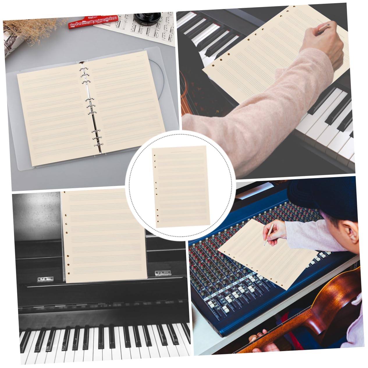 NUOBESTY 100hojas Papel De Música Sueltas De Páginas Recambio Práctico Para Cuadernos De Composición Para Estudiantes Y Músicos
