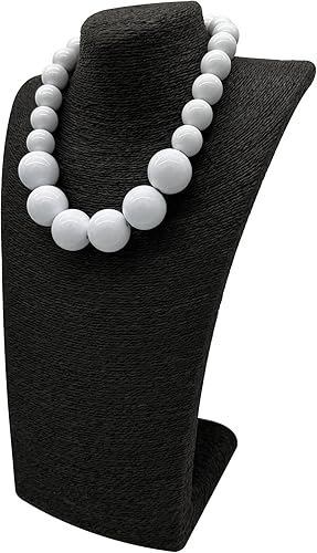 Vista 5 de JHWZAIY Collar de cuentas blancas, bisutería para mujer, collares de hebra, collar de cuentas africanas de acrílico, declaración gruesa, collares
