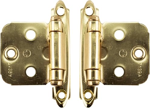 Brixwell BX00296 Self Closing Variable Overlay Flush Cabinet Hinges Polished Brass Pair