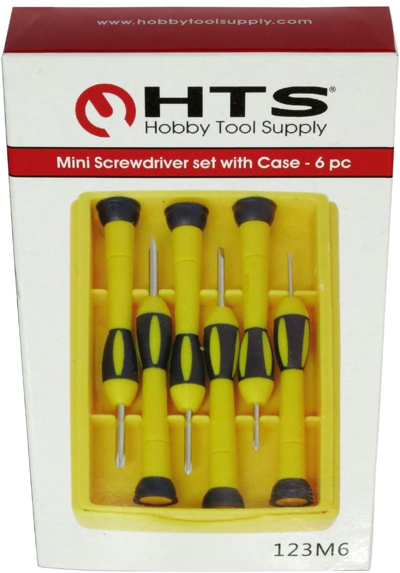 HTS 123M6 6 Pc Mini Screwdriver Set with Case Phillips #00#0#1 Slotted 1.4mm 2.4mm 3mm