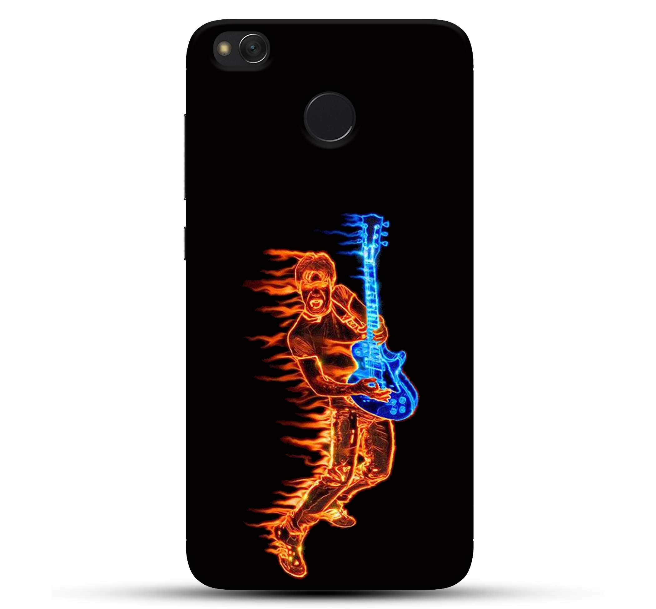 Outlouders Cool Fire & Ice Guitar Music Player Black Designer Printed Hard Back Case and Cover for Xiaomi Redmi 4