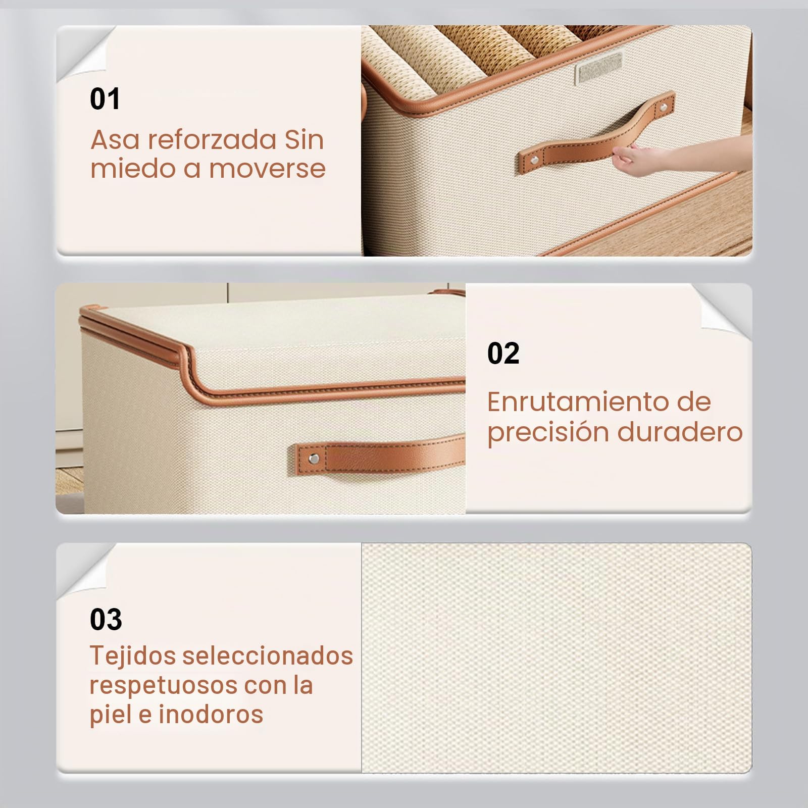 4 recipientes de almacenamiento de tela con tapa adjunta, organizador de ropa (44 x 30 x 29), armarios plegables transpirables para ropa, organización de temporada.