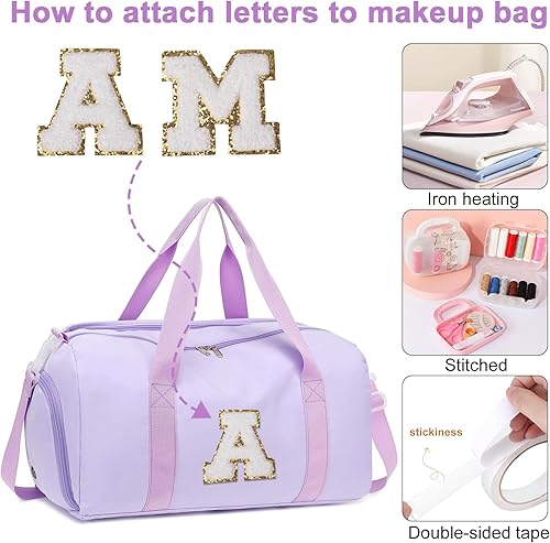 Vista 2 de BLUBOON Bolsa de lona deportiva para mujeres y niñas, bolsa de lona para el fin de semana, M-púrpura