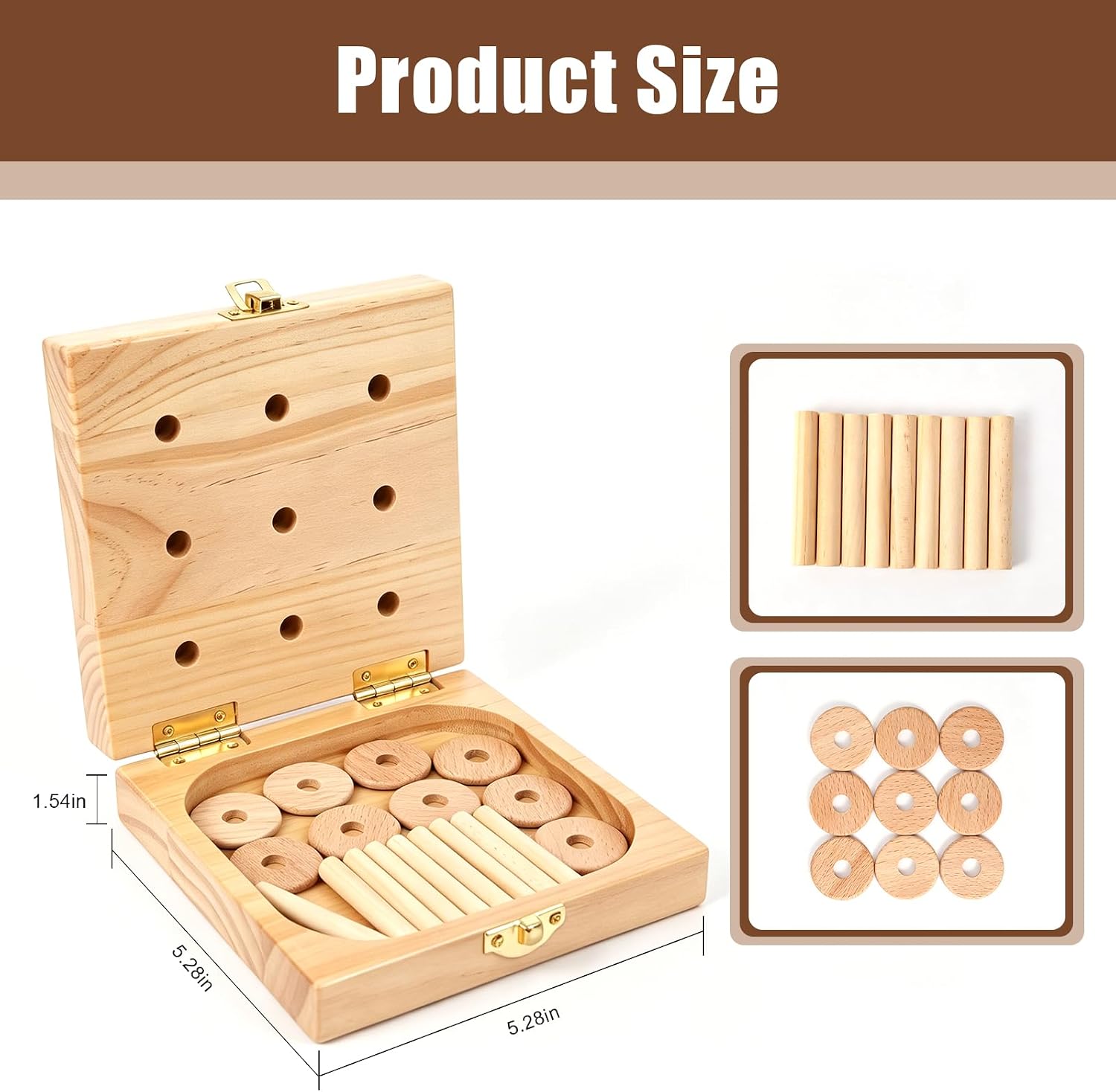 Wooden Pegboard for Finger Dexterity, Portable 9 Hole Hand Therapy