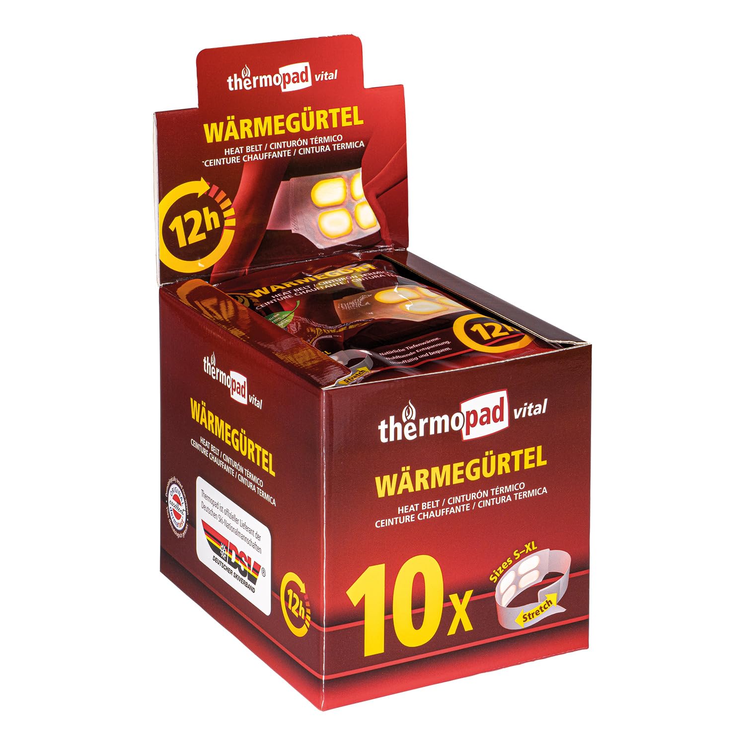 Thermopad Wärmegürtel GR. S-XL (Stretch/Klett) – DAS ORIGINAL: Wärmegürtel für 12 Stunden Wärme I Sofort einsatzbereiter Wärmegurt mit extra warmen Wärmezellen – Einweg Nierenwärmer/Rückenwärmer