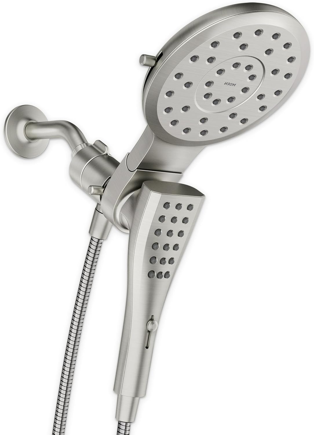 Moen Verso Spot Resist Nickel Round Rain Shower Head and Detachable Handshower Combination with Magnetix Docking System and 60-inch Metal Hose, 220C2SRN Standard Showerhead/Handshower Spot Resist Nickel Round - 60\" hose INCOMPLETE 