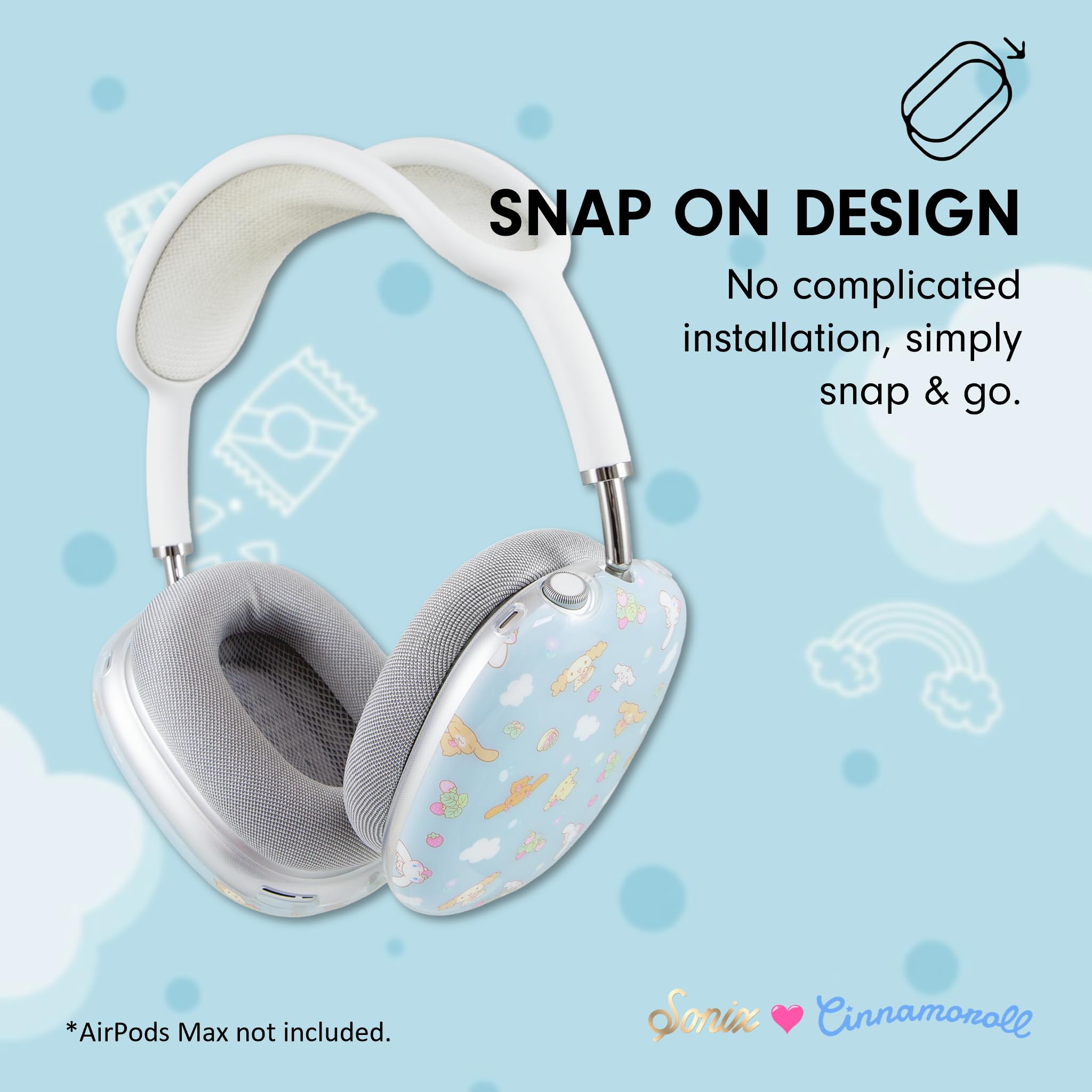 Sonix Sanrio - Custodia protettiva per cuffie AirPods Max, elegante guscio rigido in TPU, motivo: Cinna e moka