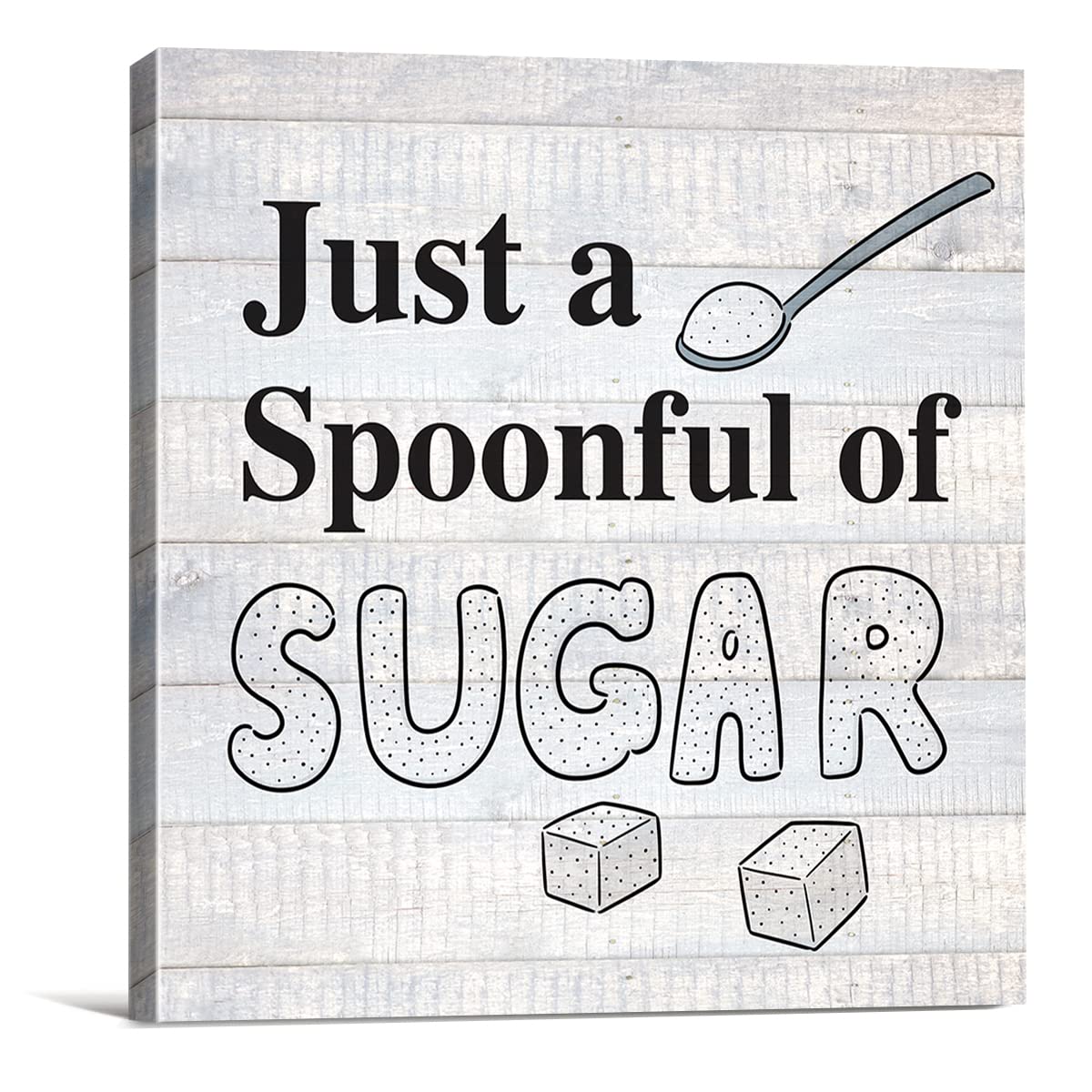 VAHATANCountry Just a Spoonful of Sugar Canvas Print Wall Art Decor Coffee Lover Sign Painting Poster Plaque Rustic Home Decoration (8 X 8 inch, Framed)