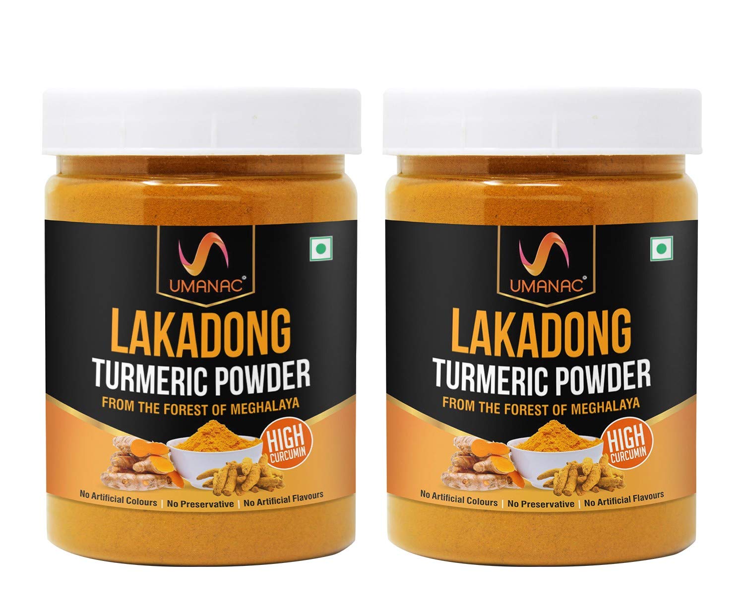 Umanac Lakadong Turmeric Powder- 250Gm | Lakadong Haldi Powder | Fresh Turmeric From Meghalaya | High Curcumin Value | 100% Pure & Natural | Unprocessed | Rich Earthy Aroma | Pack of 2