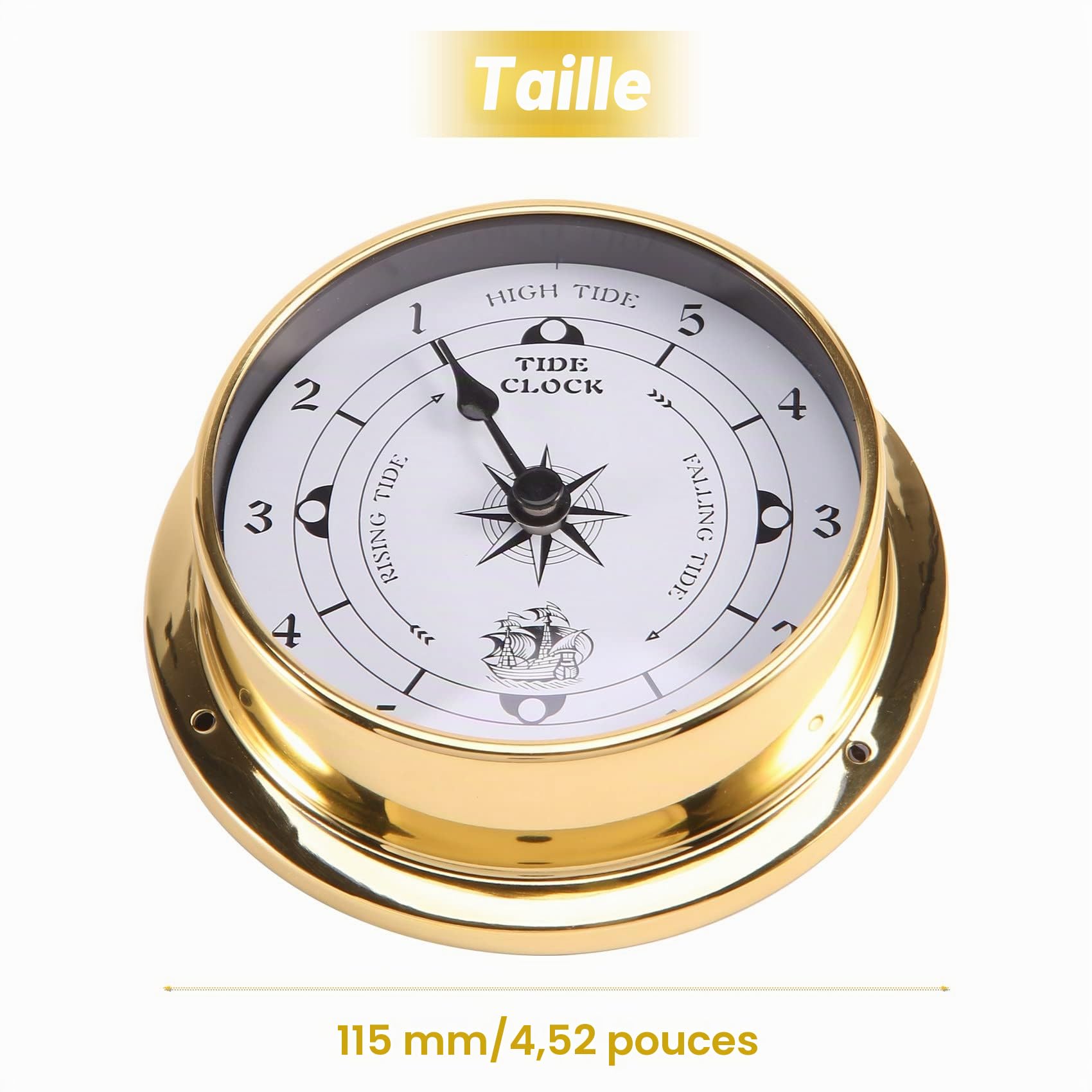 Horloge des marées en cuivre marine 115 mm décoration murale bateau