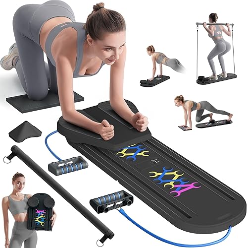 Miniatura 11 de Tabla de pilates, juego de reformador de pilates, máquina de pilates 15 en 1, tablero abdominal multifuncional para entrenamiento de oficina en