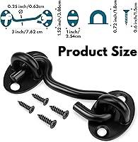 Vista 2 de Rainspire Paquete de 2 ganchos de privacidad de 3 pulgadas y pestillo para puerta de granero, pestillo de puerta de acero inoxidable, ganchos
