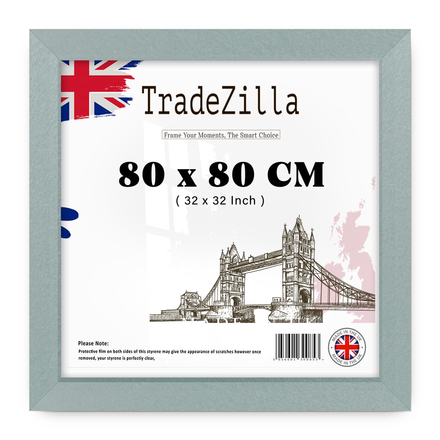 TradeZilla | Eton Wood Poster Frame (80 x 80 CM) Premium Frames for Portrait & Landscape Display, Elegant MDF Frame with Wood Finish, Ideal for Home & Office [ Silver ]