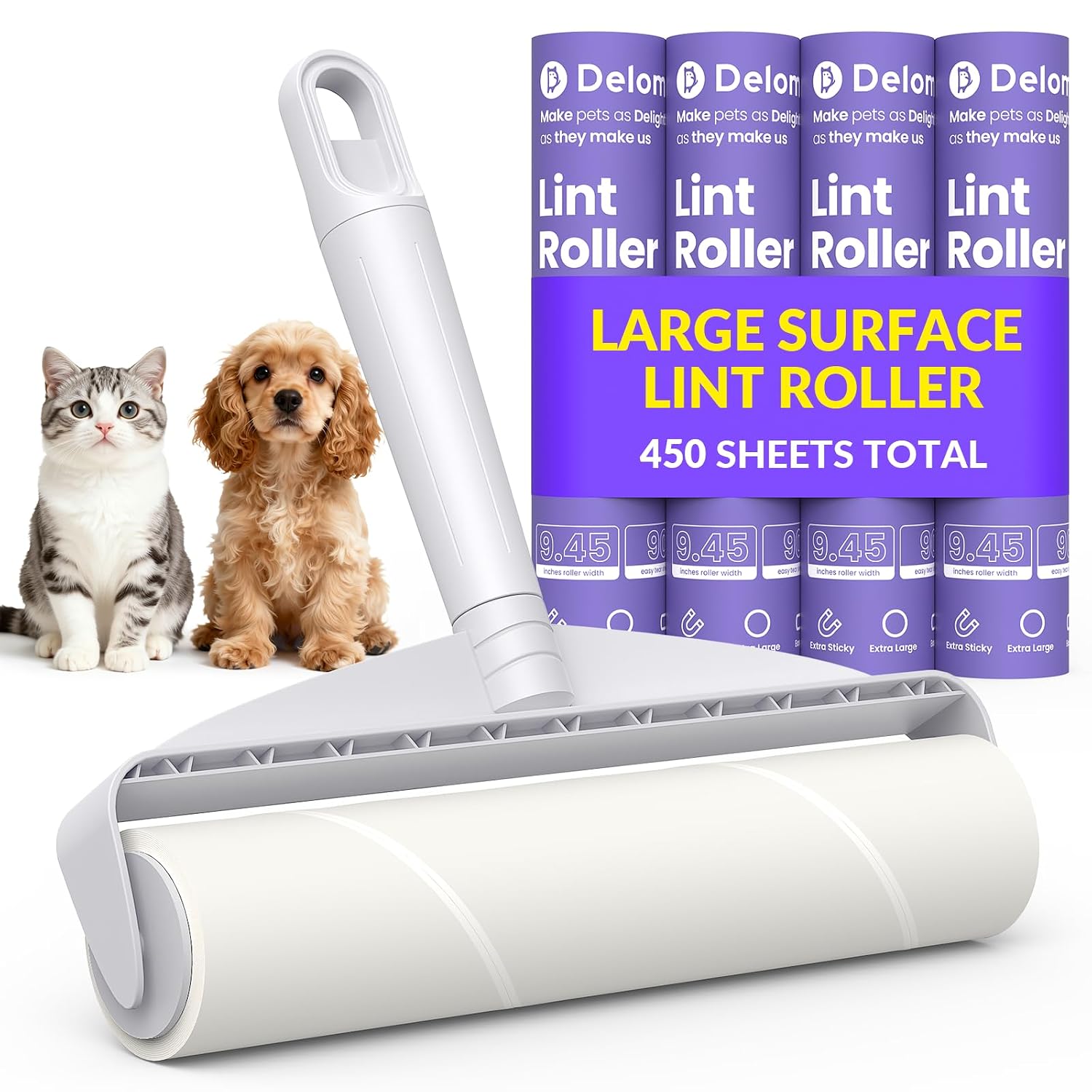 DELOMO Large Lint Rollers for Carpet, 9.45 in - Image 9