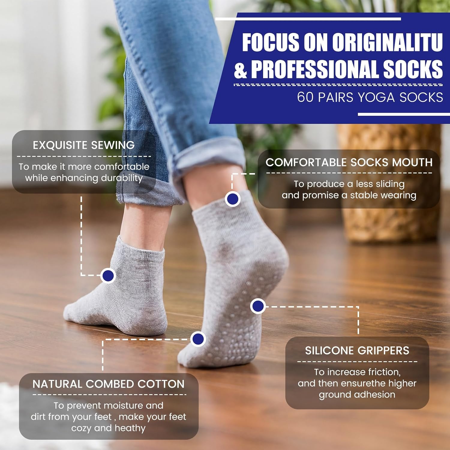 Liitrsh 60 or 150 Pairs Pilates Grip Socks Bulk Unisex Non Slip Yoga Grippy Socks Woman for Adults Yoga Pilates Hospital