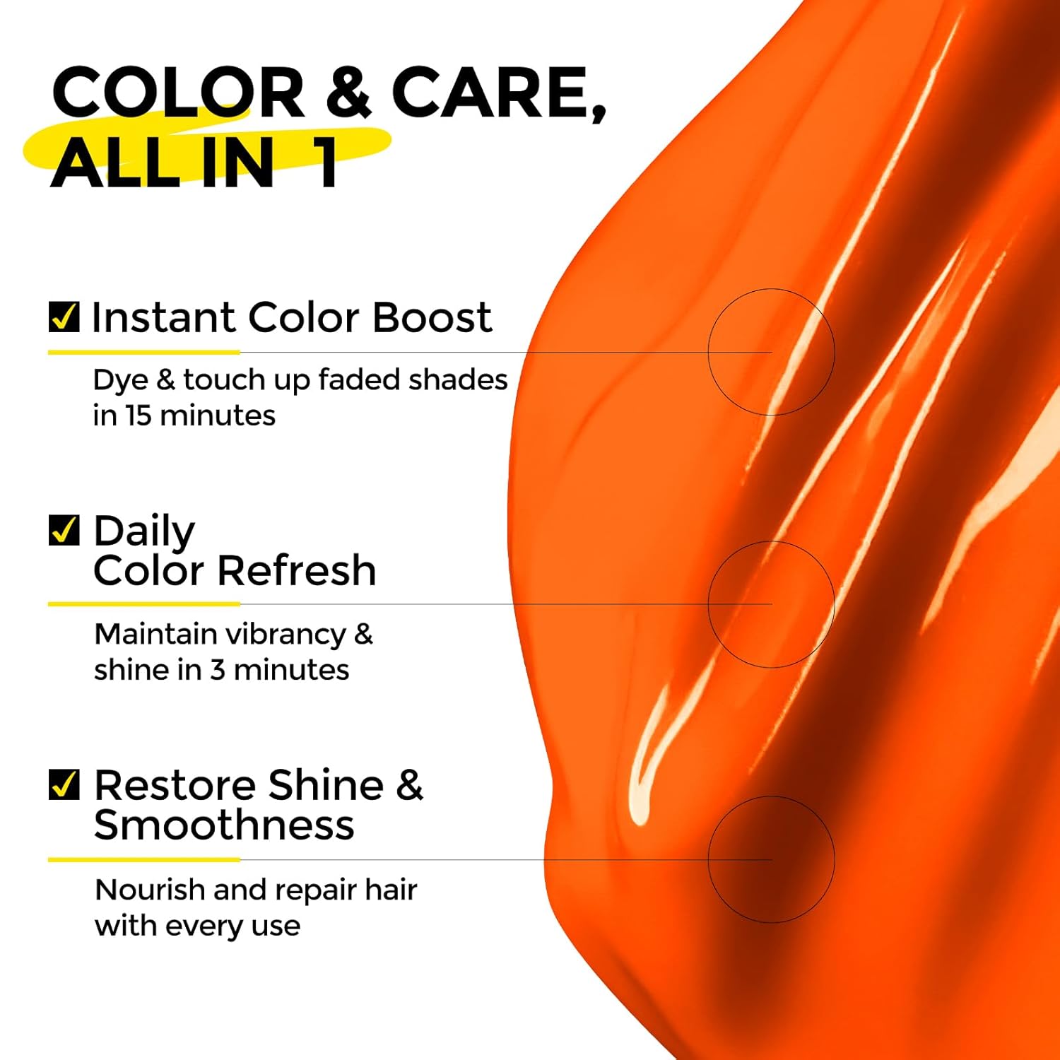 Semi Permanent Hair Color - 6 oz Color Depositing Conditioner with Shea Butter & Almond Oil- Color Conditioner Depositing Hair Mask - Vegan, Paraben, Ammonia & Sulfate Free -Orange - Image 2
