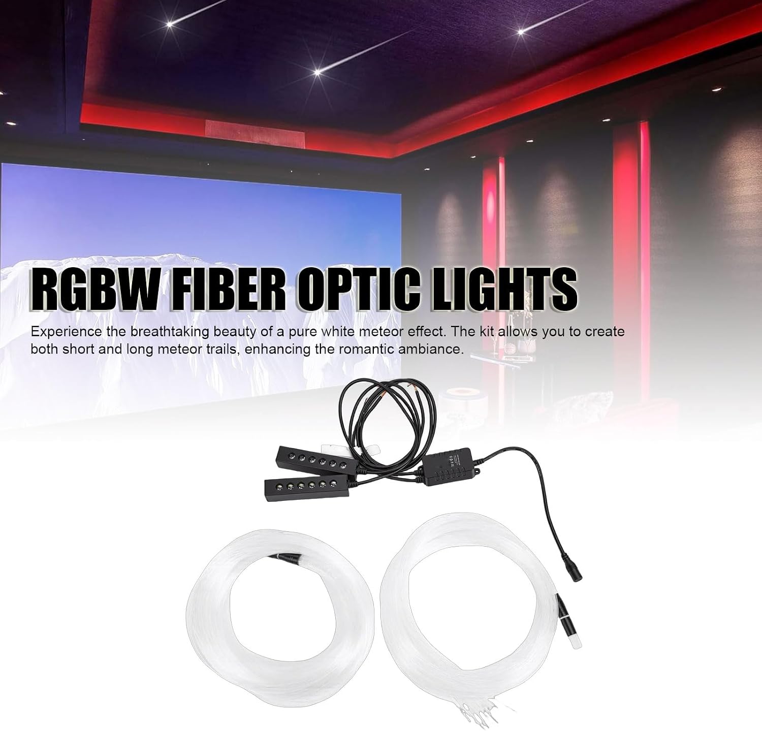 TARSHYRY Car Starlight Headliner Kit, 260 Fiber Optic Strands with APP Remote Control Music Sync RGBW LED Lights, with Meteor Twinkle Effects, for Cars Home Theaters Bedrooms KTV