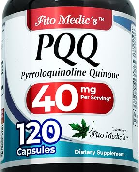 FITO MEDICS Lab | pqq |120 Capsules |40 mg | pqq Supplement| pqq Supplement 40 mg | pyrroloquinoline Quinone | Concentrate Extract |Ultra high Absorption.