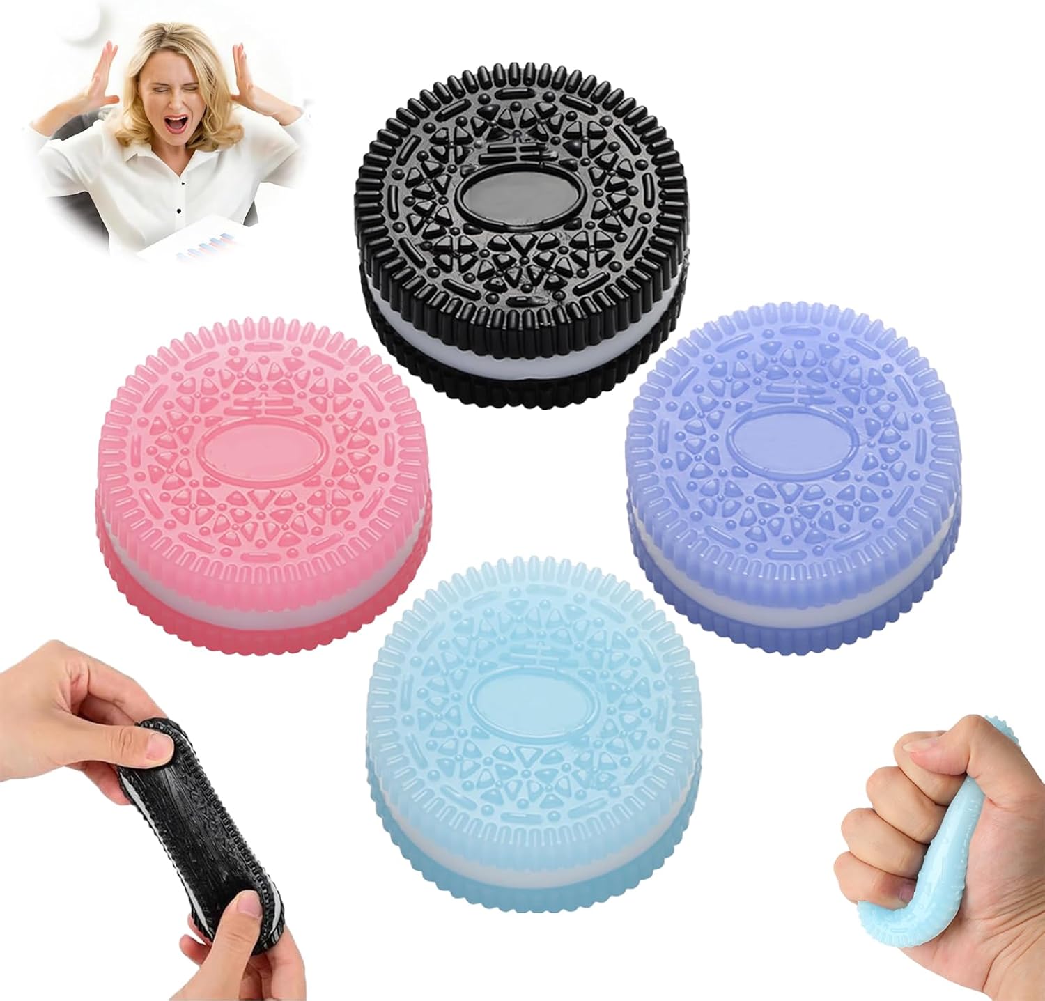 Stress Relief Squishy Tool, Cookie Shape Sensory Tool with Solid Squish, Anxiety and Relaxation Squeeze Tool for Adults Men Women