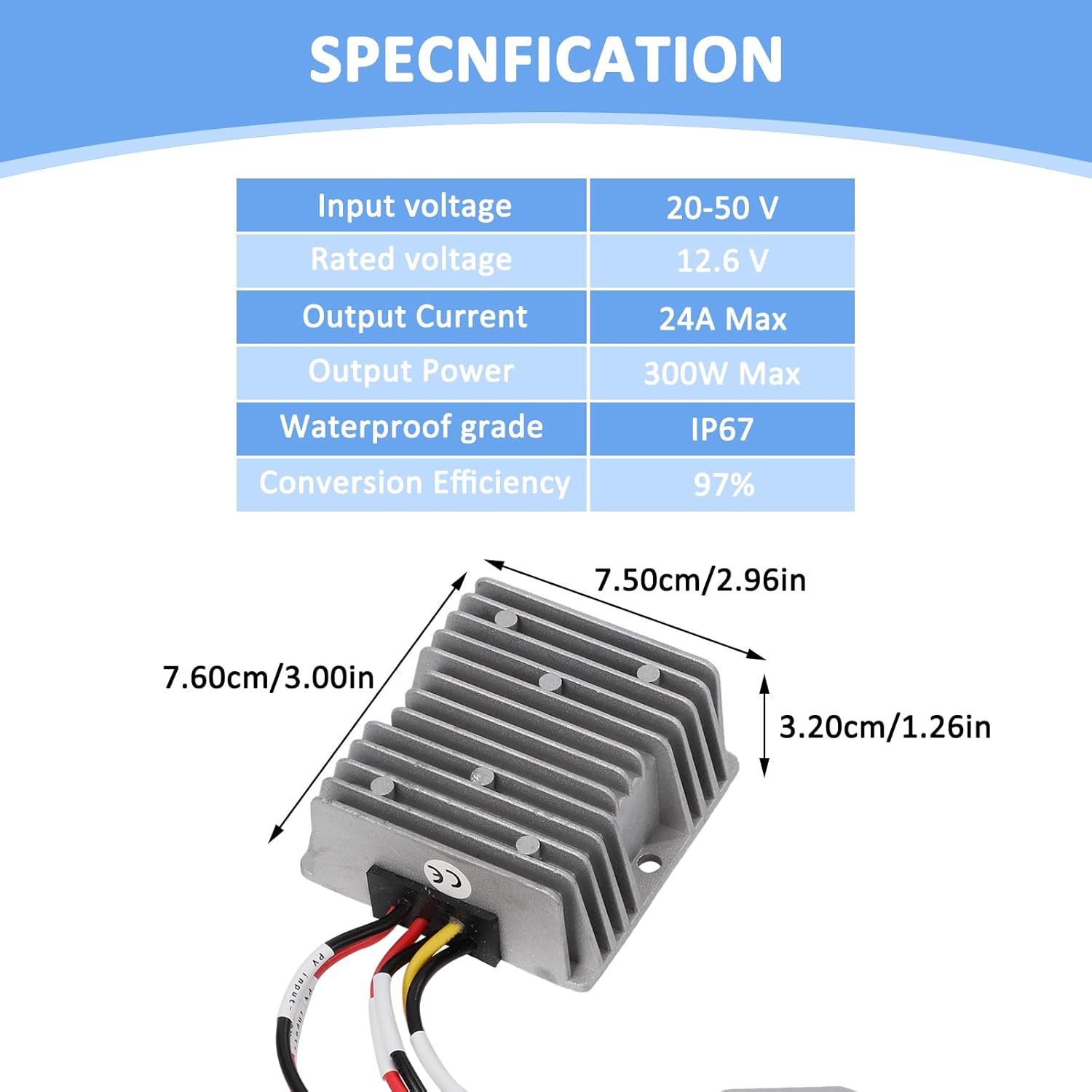 20 Amp 12.6V 300W MPPT Solar Charge Controller 99% LiFePO4 Lithium Iron Phosphate Battery Ultra-Compact and Lightweight IP67 Waterprof